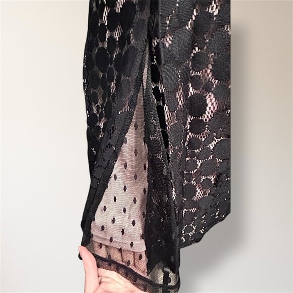 Disney Minnie Rocks the Dots Black Polka Dot Lace Mini Dress Whimsigoth Witchy S - Picture 6 of 9